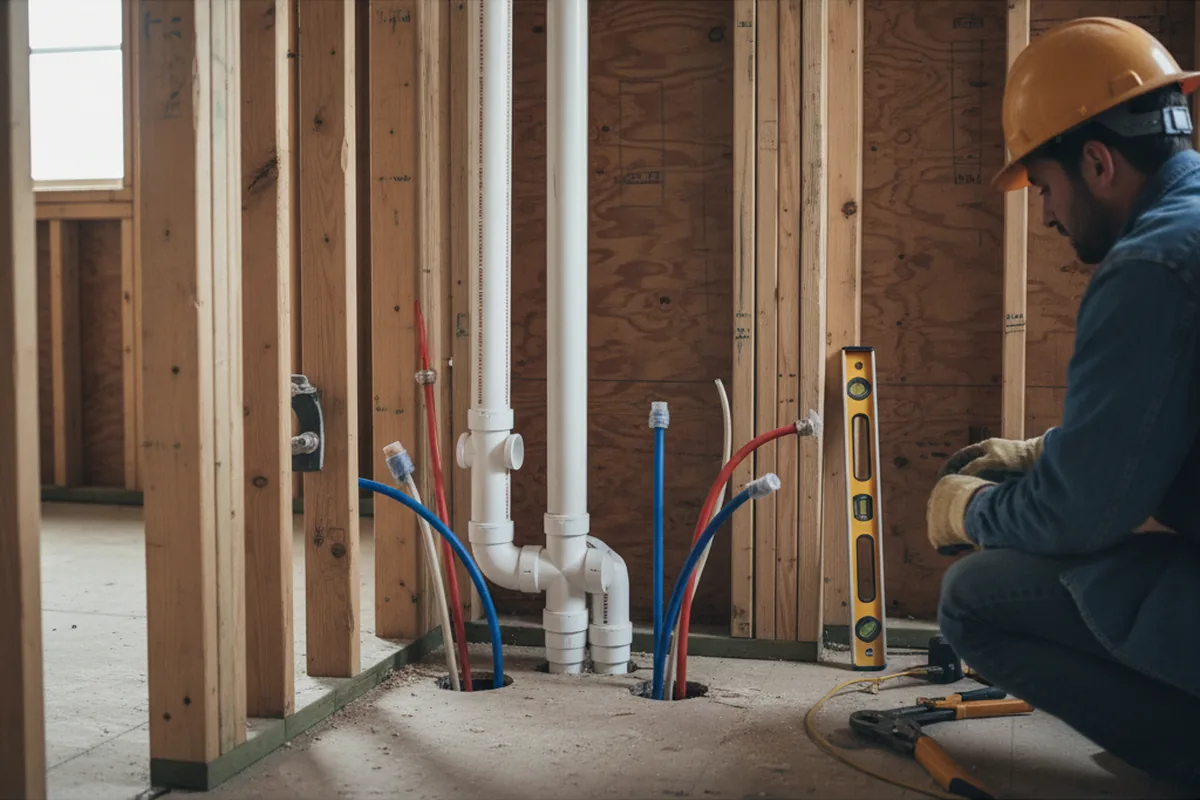 Drain and supply rough-in during Sump Pump Repair in Lebanon